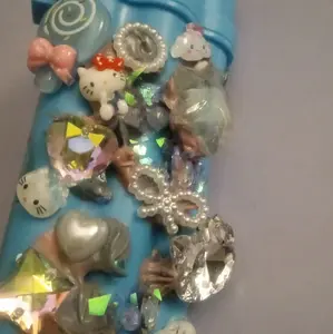 blue icing bling cigarette and lighter case