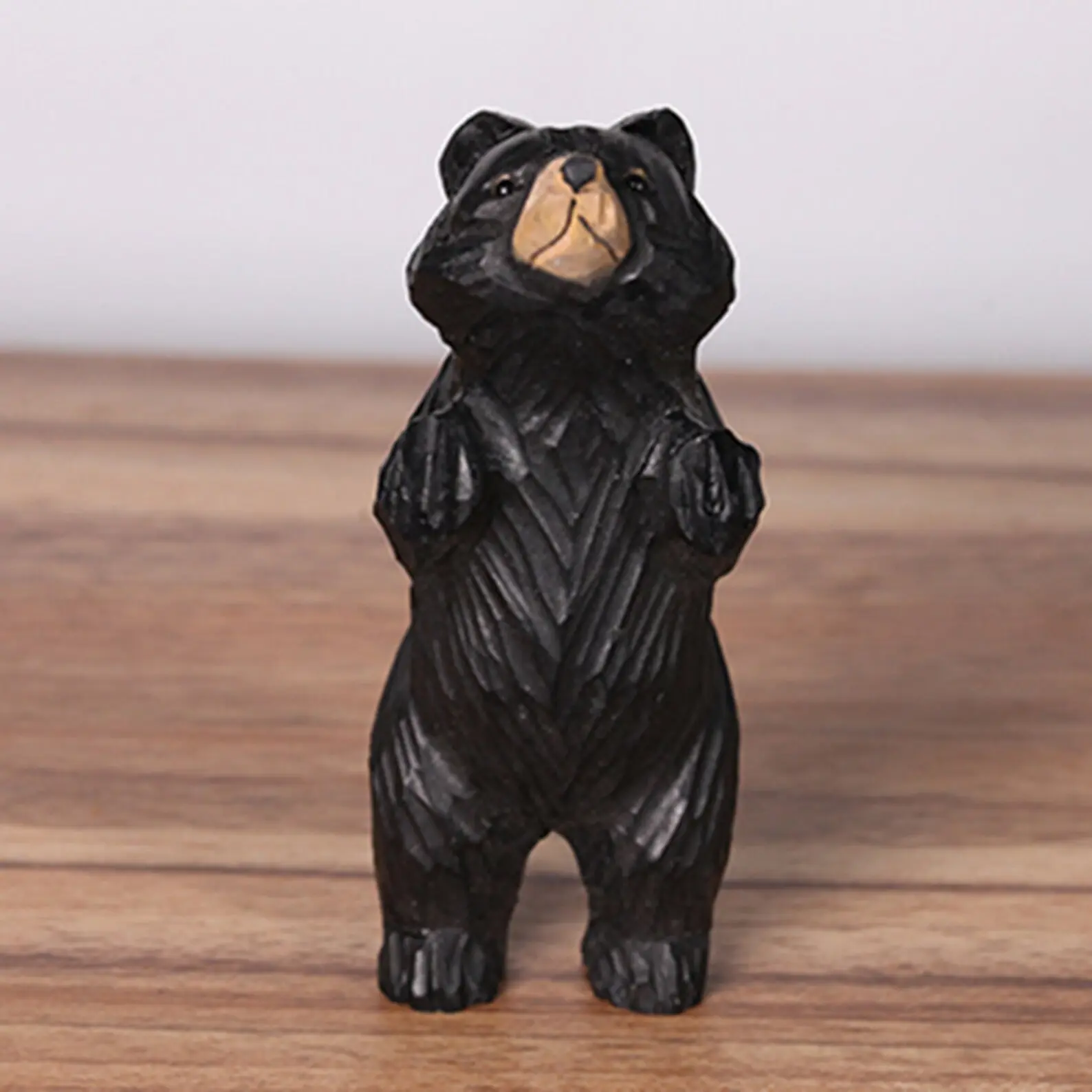 Handmade Wooden Carving Black Bear Sculpture,Christmas Gift,Black Bear Figurine Wood Carving Animal Decoration Statue,Bear Carving Gifts