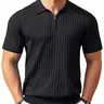 COOFANDY New York Fashion Week Men's Zipper Polo Shirts Short Sleeve Ribbed Knit Polo T Shirts Fashion Casual Golf Shirts Fabric Menswear Classic