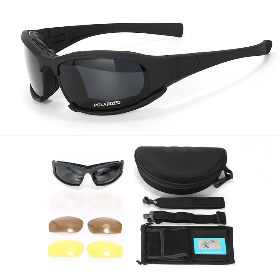 Unisex Military X7 Tactical Goggles, Anti-Shock Polarized Outdoor Cycling Windproof Glasses, Ideal for Shooting and Hiking