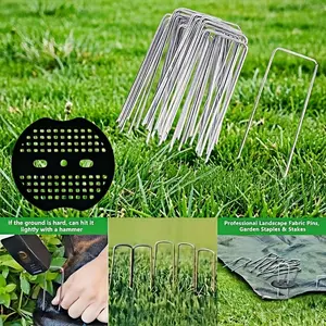 1.57in*5.90in Multi-Functional U-Shaped Stake with Washer, Secure Tent, Artificial Grass, Landscape Fabric, Reusable, Easy to Use