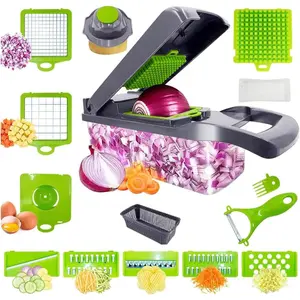 Vegetable Chopper, Grinder, 16 in 1 Professional vegetable Food Chopper, Slicer, and Vegetable Cutter, for Potatoes, Onions, Vegetable Chopper with Container and Basket Multi Functional Kitchen Utensils Modern TikTokShopBlackFriday Christmas Cookware Sets