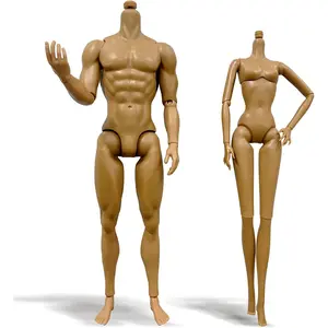 1/6 Scale Black Skin Action Figures Body Set, Female and Male Model Doll Replacement with Joints, Art Mannequin Drawing Tools, 12 Inches, 2 Piece Set