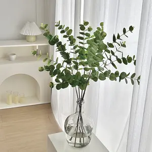 3D printed plastic 3-pronged eucalyptus leaf, artificial green plant for wedding floral arrangements