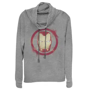 Juniors Womens Marvel Avengers: Endgame Smudged Iron Man Cowl Neck Sweatshirt