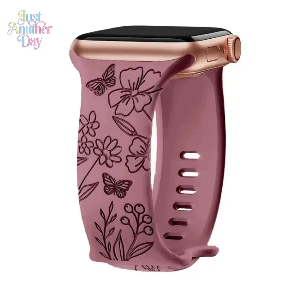 Engraved Floral Watch Band – Fashion Bracelet Strap for Apple Watch, Fits 38–49mm Engraved Floral Watch Band – Fashion Bracelet Strap for Apple Watch, Fits 38–49mm