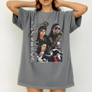 Michael Jackson King Of Pop Collage Graphic Tee, Retro 80s 90s Streetwear Shirt
