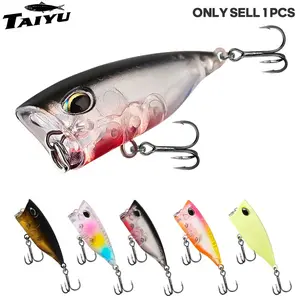 Taiyu 1-5pcs Micro Popper Fishing Lure Set, Saltwater Freshwater Universal Bait, 3.2g 4cm Artificial Luminous Hard Lure, Floating Swimming Lures, Top Water Layer Attractant for Bass Trout