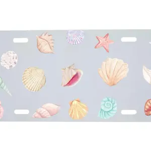 BeachVibes Seashell License Plate Frame - Durable, Weatherproof Design with Vibrant Sublimated Pattern for Ocean Lovers