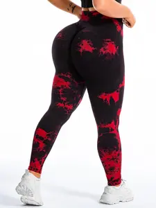 Plus Size Tie Dye Print Ruched High Waist Leggings, High Stretch Quick Drying Breathable Skinny Tummy Control Pants for Yoga, Ladies Sportswear for Indoor Outdoor Wear, Sports Comfy Leggings