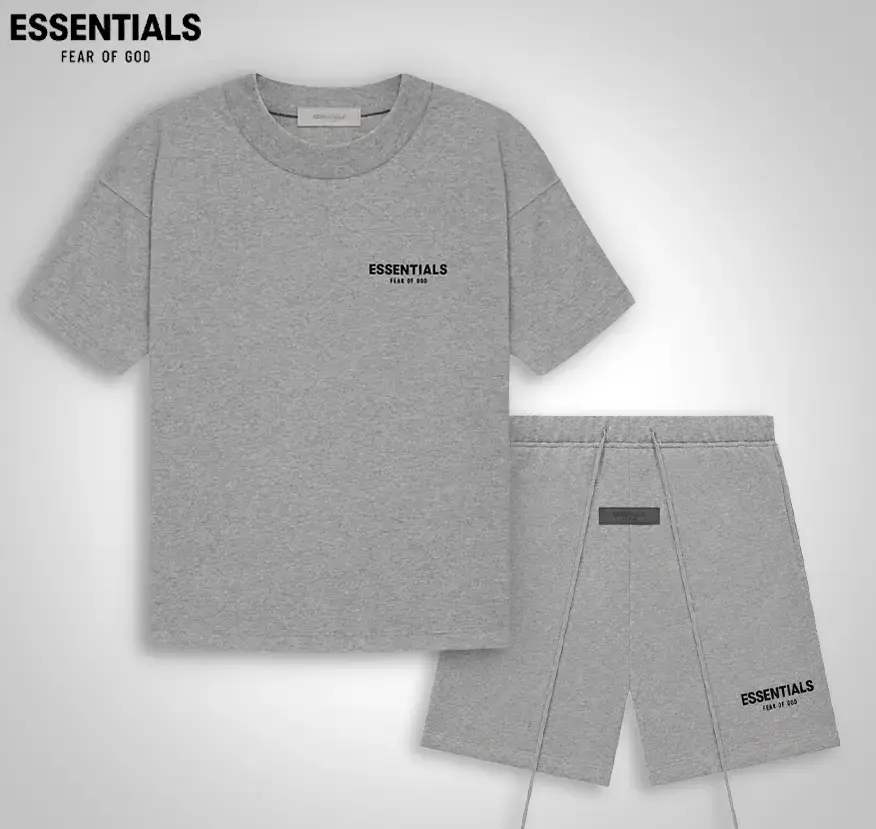 2 piece set Fear of God Essentials Tee & Sweatshort 100% Cotton Oversized Summer Streetwear Matching Outfit Casual Short Sleeve Set