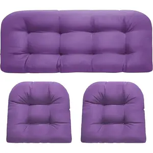 Waterproof Wicker Chair Cushions Set of 3, 4" Thick Outdoor Patio Loveseat Cushions with U-Shaped Seat Pads for Garden, Balcony, Backyard