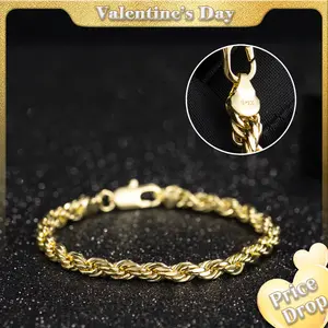 Holylegend 14K Real Gold-Plated Rope Chain Bracelet, 14K Gold Plated Diamond Cut Rope, Hip Hop Jewelry, Classic Rope Link Bracelet, Gift Ready