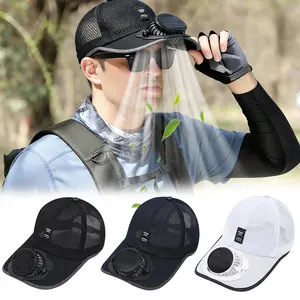 Summer Breathable Solar Fan Men Women Outdoor Baseball Hat-Sun Protection Hat USB-Charging&Solar Powered  UV Block Outdoor Cooling