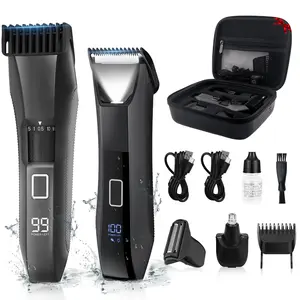 Manscape Beard Trimmer for Men, Groin & Body Hair Trimmer, Ball Shaver, Nose Hair Clippers, All-in-One IPX7 Waterproof Men's Wet/Dry Groomer Kit, Rechargeable with Travel Case, LED Display