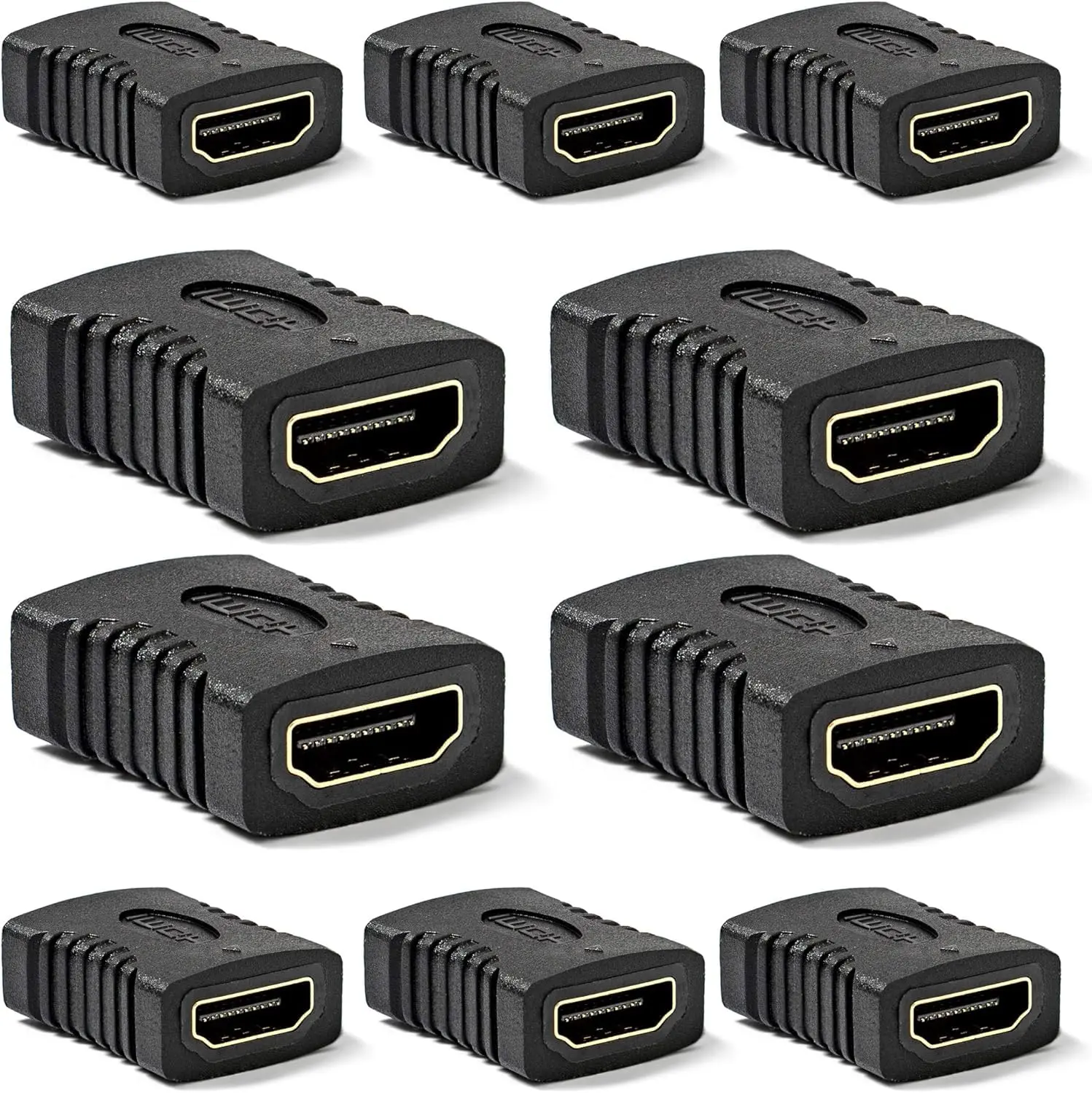 SGElectronix 10-Pack Lightweight Sleek Gold-Plated High-Speed HDMI Coupler Adapter, Black Female-to-Female (F/F) Audio & Video Accessory for Multiple Devices, Convenient Seamless Connectivity