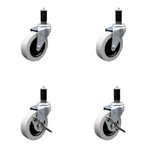 212 MAIN SCC-EX05S310-TPRS-114-2-SLB-2 Service Caster, 3 in. Swivel Type Thermoplastic Rubber, 1.25 in. Expanding Adapter Stem, Light Duty Side Lock - Set of 4