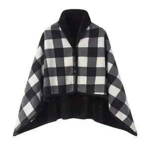 Wearable Polar Fleece Shawl Blanket with Button Closure – Soft Sleeveless Plush Cape for Cozy Warmth at Home, Office, or During Winter Evenings warm
