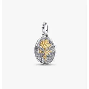 Vintage Rose Medal Pendant