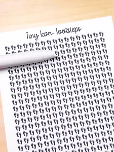 Tiny Icon: Footsteps Doodle Functional Sticker Sheet 5 mm Square Steps Feet Footprint Walk Hike Activity Bujo Matte