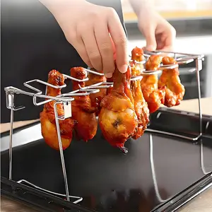 Stainless Steel Chicken Leg Rack, 14-grid Chicken Leg Holder, Multifunctional Barbecue Tool, Household Barbecue Baking Rack, Kitchen Accessories
