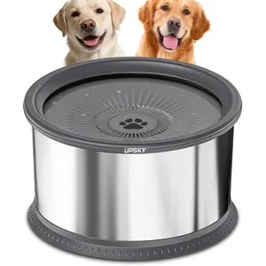 UPSKY 6.5L Dog Water Bowl – 1.6 Gallon Extra Large Capacity, Stainless Steel Slow Feeder with Anti-Slip Mat and Filter, Ideal for Messy Drinkers