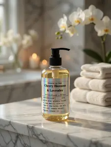Cherry Blossom & Lavender Liquid Body Soap | Moisturizing Body Wash | Hydrating Shower Gel | Sensitive Skin Friendly | Handmade Soap