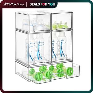 【DealsForYouDays】Vtopmart 5/8 Pack Stackable Nursery Bottle Station, Clear Plastic Organizer Bins for Beauty Supplies Vanity Bathroom Cabinet Pantry, Multi-Size Flexible Design, BPA-Free Safe, Multifunctional, Water Proof, Mid Year Sale Restock, DFYD