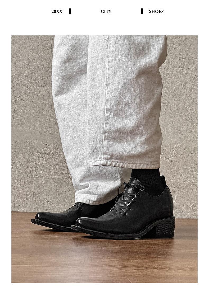 New 2026 British vintage lace-up Derby shoes for men, 7 cm hidden height lift, casual and business formal styles, fashionable leather dress shoes