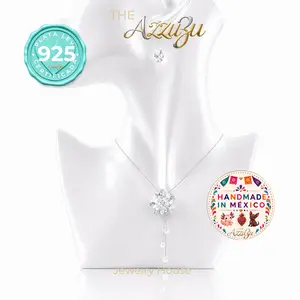 The AzzuZu Sterling Silver Clear Facetted Crystal Flower Necklace & Earrings Set
