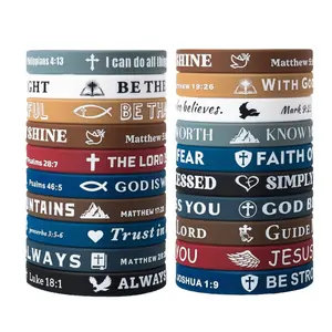 Bible Verse Bracelets Inspirational Silicone Wristbands Faith Rubber Bracelets, Great Religious Christian Gifts For Men, Women, Teens，Children
