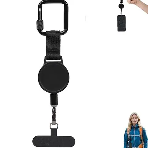 Outdoor Anti-Theft Retractable Smartphone Lanyard - Durable Steel-Cable Cord, Adjustable Mobile Phone Holder Accessory with Carabiner Hook, 360° Swivel Ring, Universal Fit for Phones, Accessories for Women
