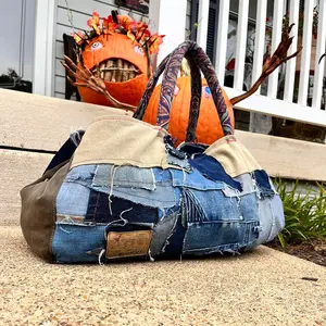patchwork jean bag