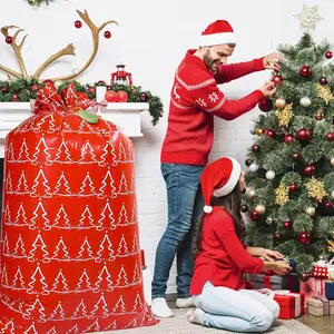 Extra Large Christmas Gift Bags 56"X 36" with Gift Tag for Wrapping Presents and Storing Toys and Snacks Vintage Christmas