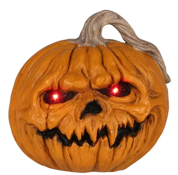 8 1/4" Light-Up Creepy Plastic Pumpkin with Sound Halloween Tabletop Decoration