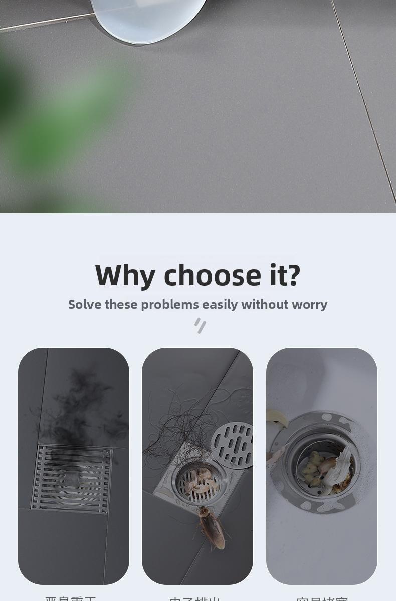 Drain Cover - Bathroom Underfloor Drain Odor Prevention and Deodorization Device - Insect Repellent Drain Outlet Sealing Silicone Pad - Bathroom