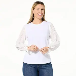 Tower Hill by Christie Brinkley Mixed Media Balloon Sleeve Top