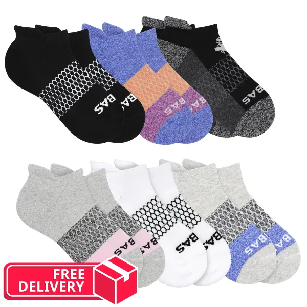 2,3,5 Pack Bombas Ankle Socks – Women's Honeycomb Running Socks | Breathable Cotton, Seamless Toe, No Blister Tab, Compression Fit | S–M–L | Daily Wear Menswear Ball