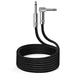Guitar  20ft Right Angle Guitar Amp Cord 1/4 Inch Instrument  with Braided Tweed and Anti-Kinking Design,Black