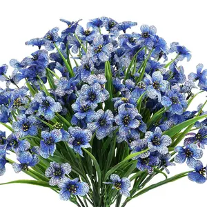 Mixed Color UV Resistant Artificial Flowers 6/12 Pcs, Summervibes Outdoor Indoor Fake Flowers for Home Garden Yard Wedding Party Decoration