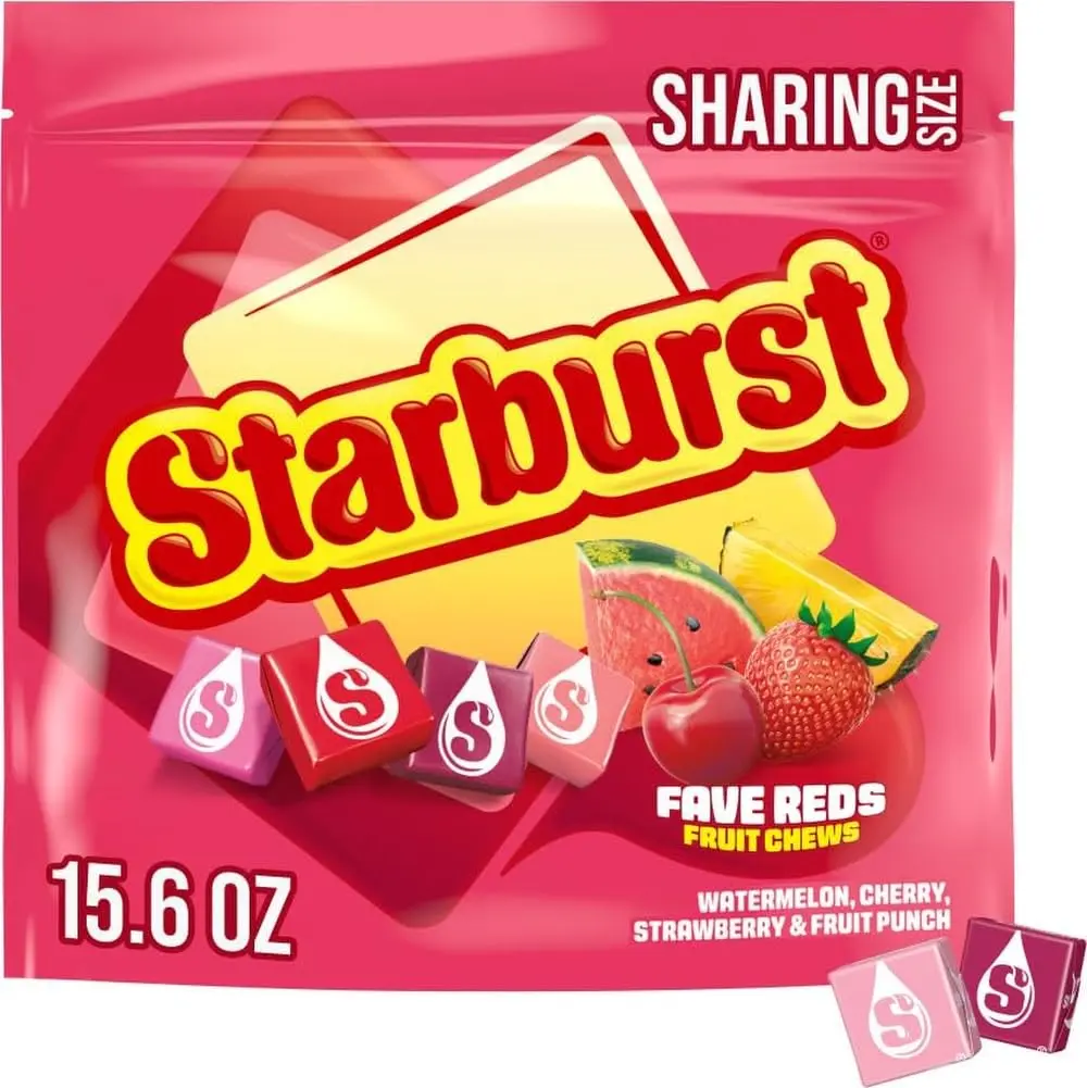 STARBURST FaveREDS Fruit Chews Candy, Chewy Candy, 15.6 oz Sharing Size Bag | Soft red fruit chews in a sharing bag, a natural fit for anytime snacking,...