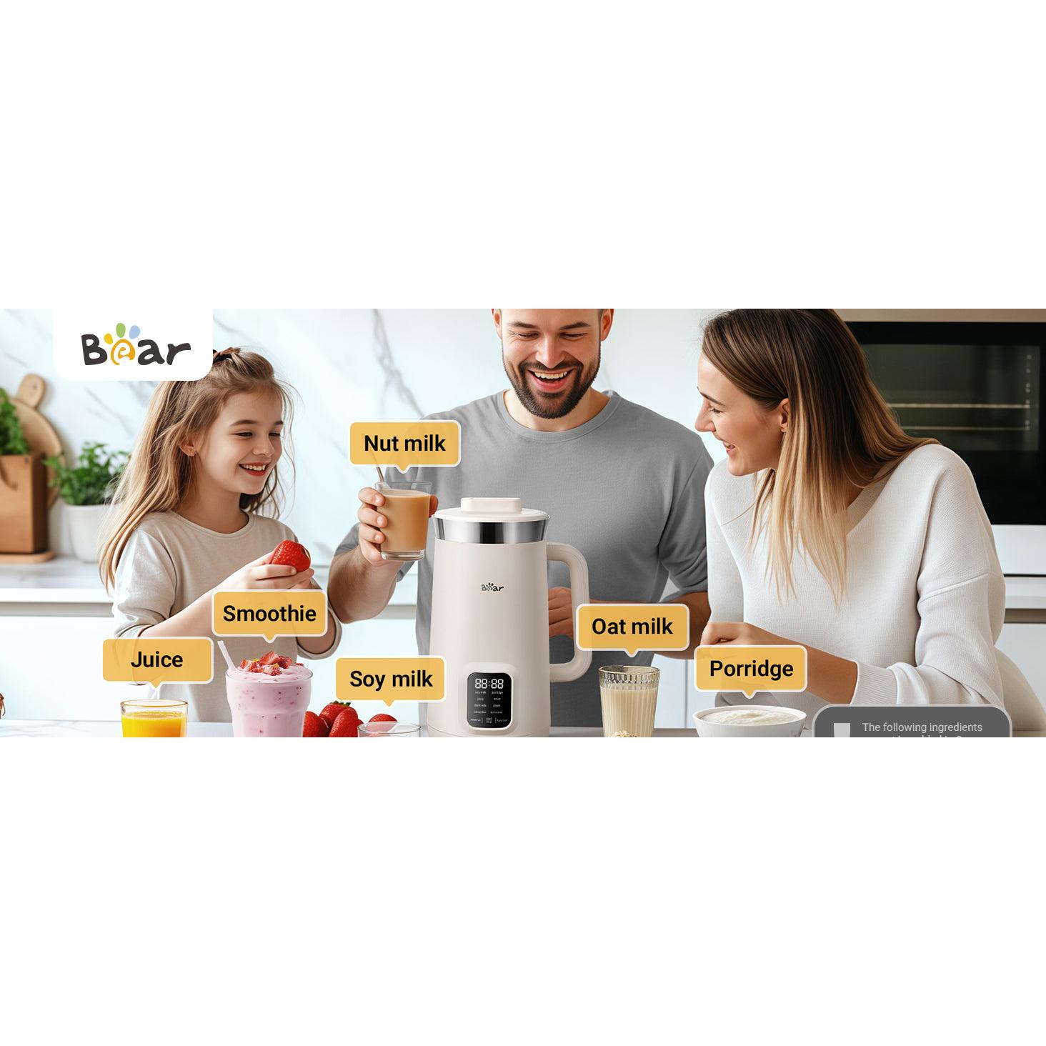 Bear 8-in-1 Nut Milk Maker, 40oz/1.2L Capacity, Self-Cleaning Kitchen Appliance with 12H Delay Start, 6H Keep Warm, 1-Touch Function for Plant-Based Drinks, Smoothies, Soup