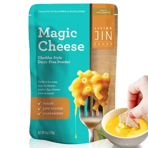 LIVING JIN Vegan Magic Cheese Sauce (6oz powder makes 14oz), Cheddar Cheese Powder for Vegan, Plant-Based Cheese, Salty Crackers Dairy Free, Low Sodium