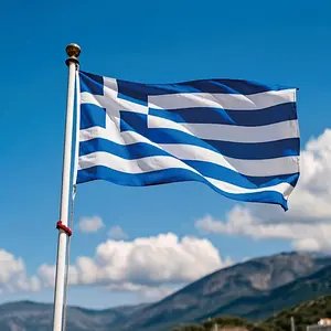 Greece National Flag - Blue and White Stripes with Cross Banner for Patriotic, Events & Outdoor Yard Decor