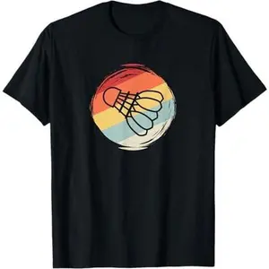 Badminton Ball Vintage 60s 70s Style Design, Badminton T-Shirt