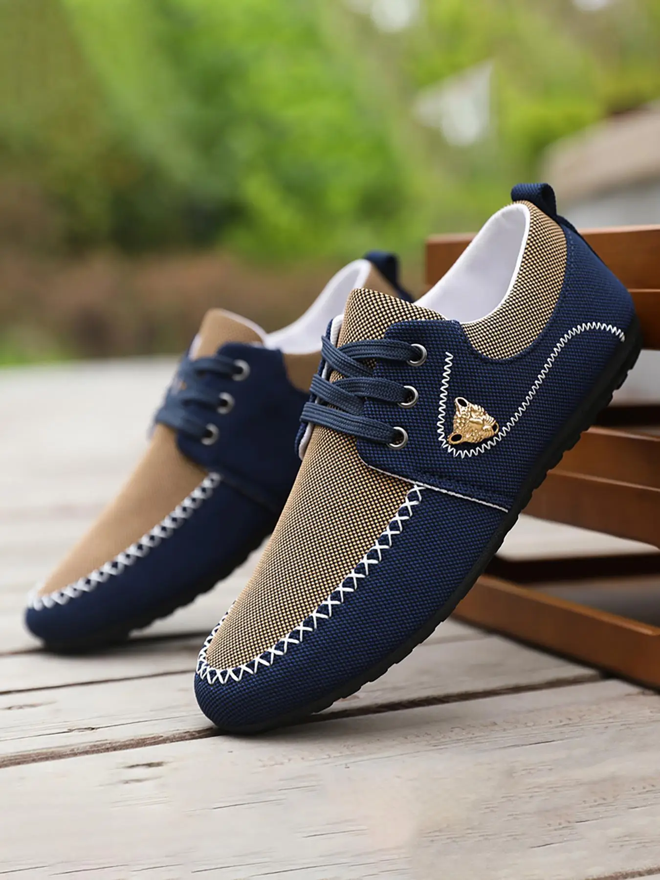 Men's Business Colorblock Animal Decor Slip-on Shoes, Casual Comfortable Breathable Flat Shoes, Fashionable Streetwear Shoes for Daily Footwear for Bo