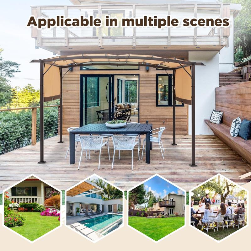 [2 PACKAGE SHIPPING] AECOJOY Pergola 9' x 12' Outdoor Pergolas, Pergolas and Gazebo Clearance, Retractable Metal Pergola with Sun Shade Canopy for Patio, Backyard, Garden