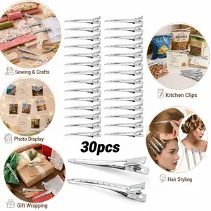 30Pcs Metal Multi-Purpose Clips Hair Clips, Silver Alligator Hair Sectioning Clips, Salon Styling Clips for Women, Multi Purpose Clips for Crafts, Photos, Gifts，sectioning clips / salon clips / metal clips/kitchen bag clips / photo clips/ card clips