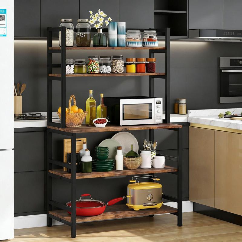 5-Tier Multi-Tiered Rectangular Indoor Furniture Utility Shelf, Kitchen Storage Rack for Baking Use