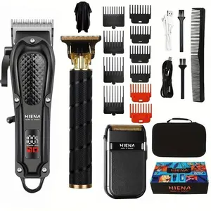 Electric Hair Clipper with LED Display, 1 Set Waterproof Electric Hair Trimmer & Shaver & Accessories, Professional Hair Trimmer Set for Men